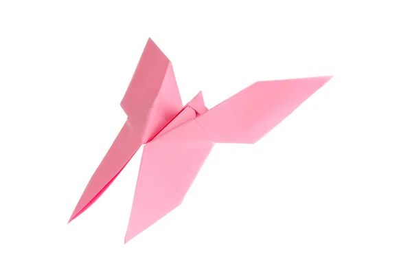 Бумажная бабочка Оригами изолирована на белом — стоковое фото
