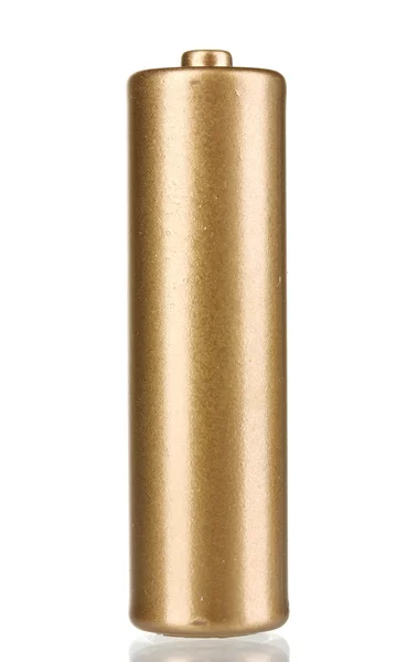 Altın pil üzerinde beyaz izole — Stok fotoğraf