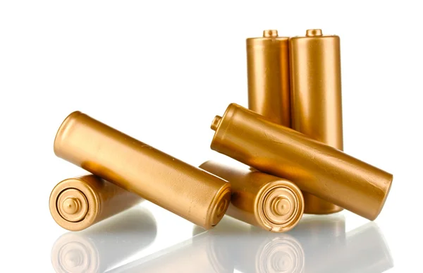 Golden batteries isolated on white — Stock Photo, Image