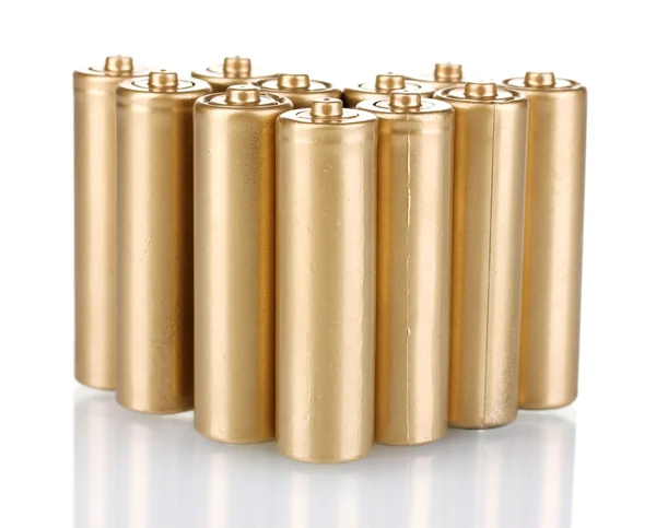 Elszigetelt fehér arany akkumulátorok — Stock Fotó