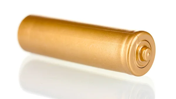 Goldene Batterie isoliert auf weiß — Stockfoto