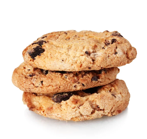 Chocolade chips cookies geïsoleerd op wit — Stockfoto