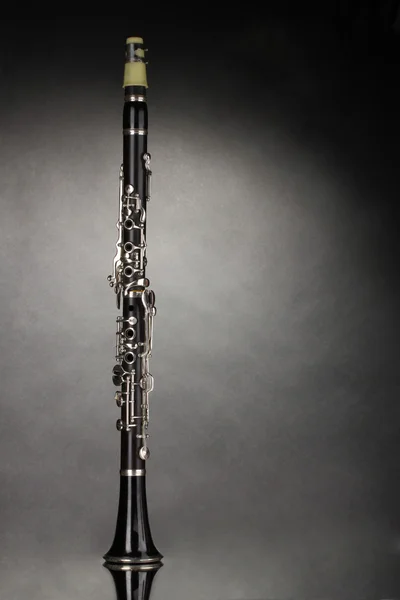 Beautiful clarinet on a gray background — Stock Photo, Image