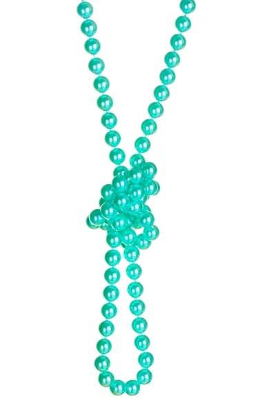Krásný náhrdelník modré perly izolovaných na bílém — Stock fotografie