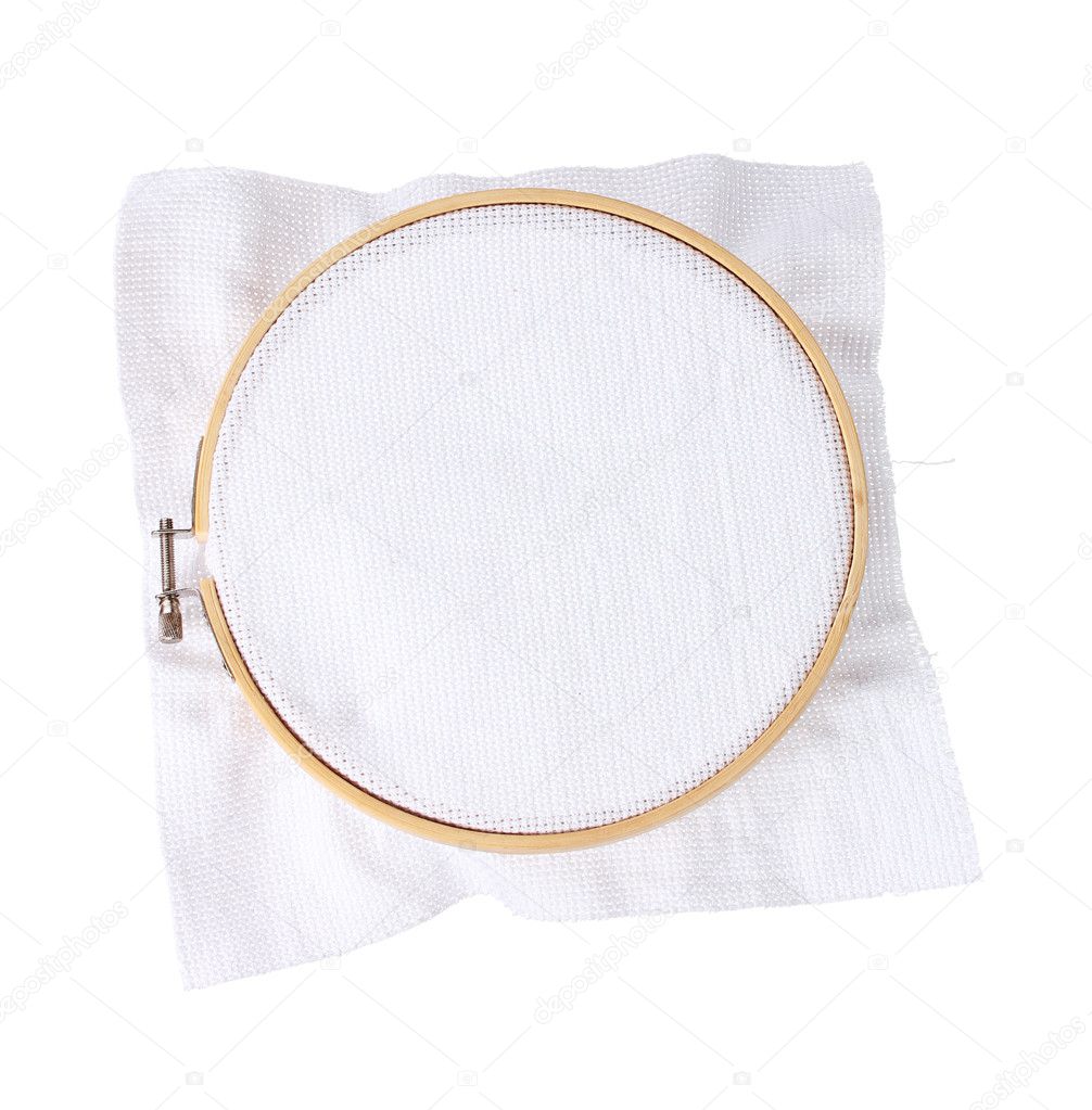 The embroidery hoop with canvas isolated on white