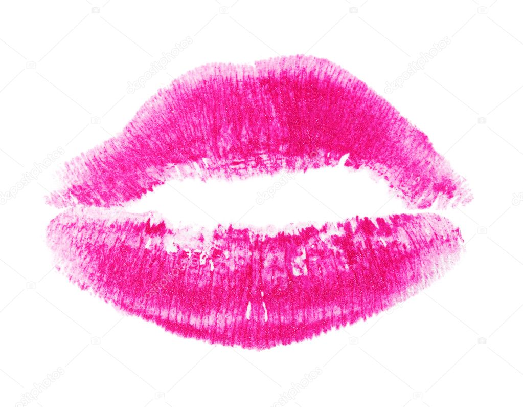 Pink lips isolated on white