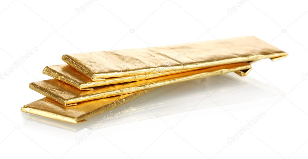 Chewing gums wrapped in golden foil, isolated on white — Stock Photo ...