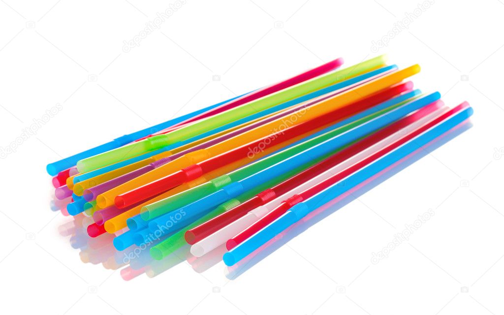 Bright straws isolated on white