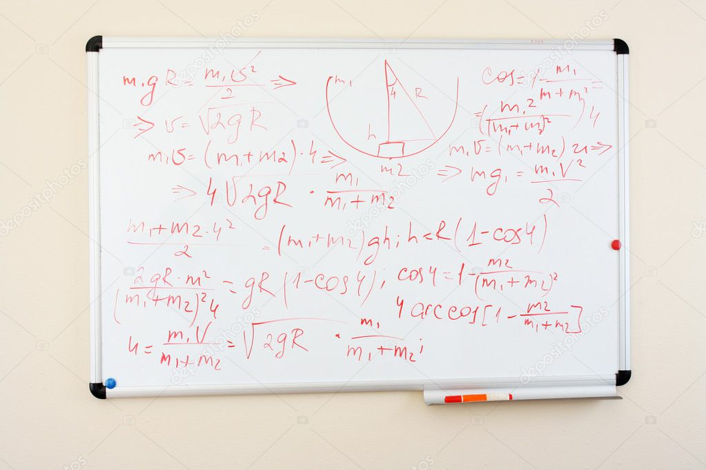 Formulas on a whiteboard