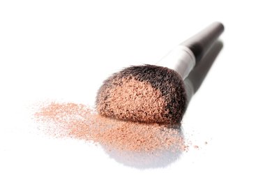 Cosmetic brush and powder isolated on white clipart