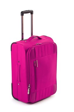 Pink suitcase isolated on a white clipart