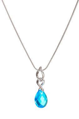 Pendant with blue gem isolated on white clipart