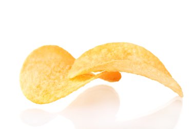 beyaz izole lezzetli patates cipsi