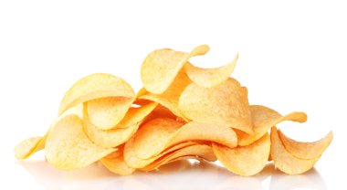 beyaz izole lezzetli patates cipsi