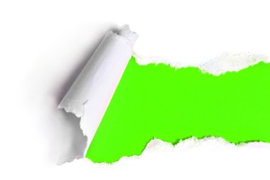 Torn paper with green background clipart