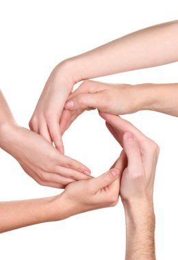 Group of young 's hands isolated on white clipart