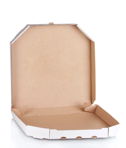 Lege pizzadoos geïsoleerd op witte achtergrond. — Stockfoto
