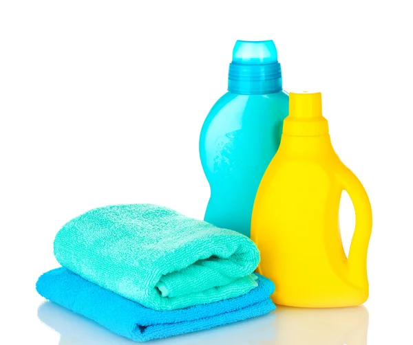 Towel and cleaning isolated on white — Stock Photo, Image