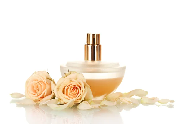 Women's perfume in beautiful bottle on white background — Stock Photo, Image