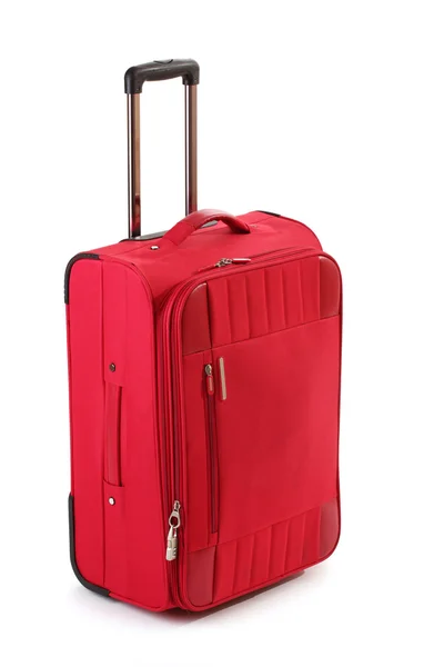 白で隔離される赤いスーツケース — ストック写真
