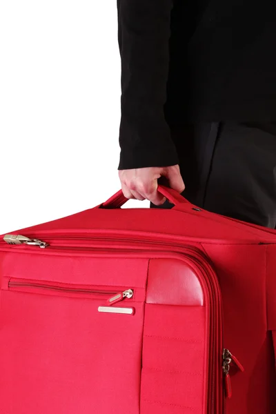 Man holding suitcase closeup — Stock Photo, Image