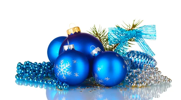 Christmas ball and green tree on white background — Stock Photo, Image