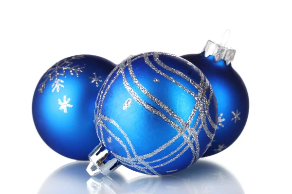 Blue christmas balls isolated on white background — Stock Photo, Image