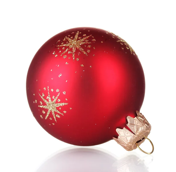 Red Christmas ball izolowane na białym tle — Zdjęcie stockowe