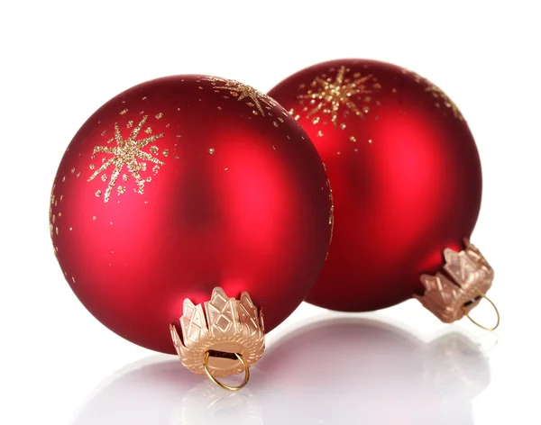 Red christmas balls isolated on white background — Stock Photo, Image