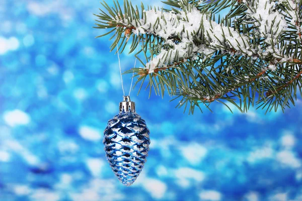 파랑에 트리에 크리스마스 콘 — 스톡 사진