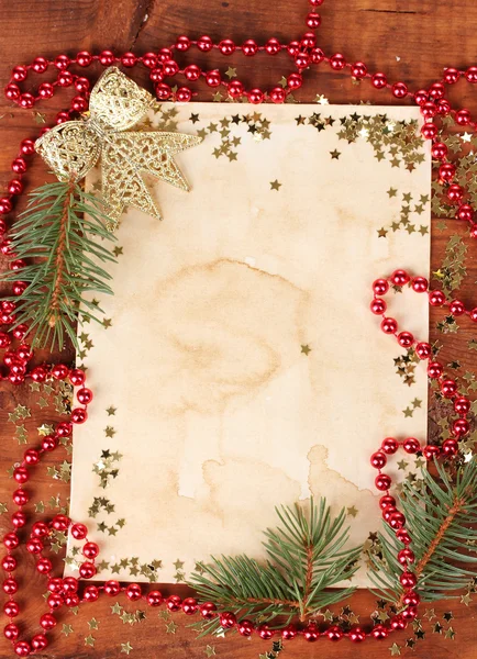 Julkort på träbord — Stockfoto