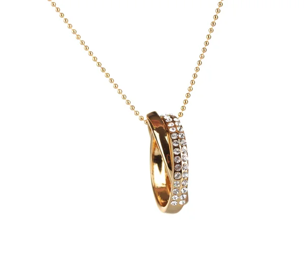 Pingente em forma de anéis com gema isolada em branco — Fotografia de Stock
