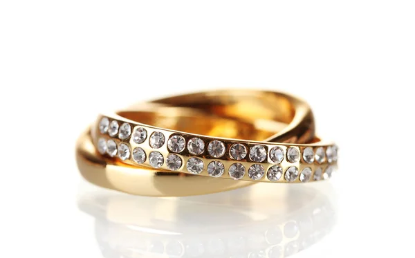 Elszigetelt fehér arany gyűrű — Stock Fotó