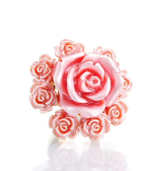 Ring in vorm van roze roos — Stockfoto