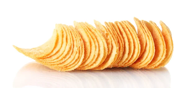 stock image Delicious potato chips isolated on white