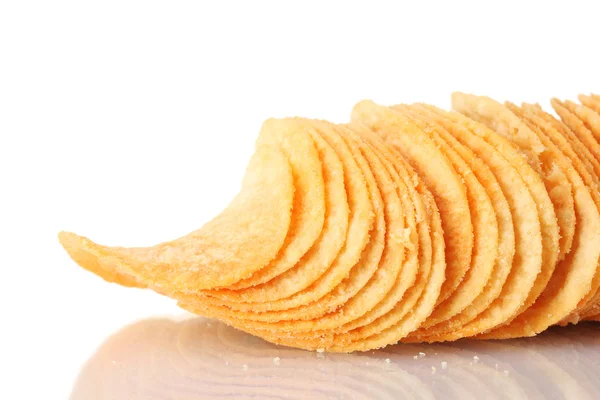 stock image Delicious potato chips isolated on white