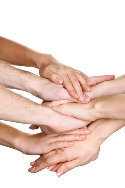 Group of young 's hands isolated on white — Stock Photo, Image