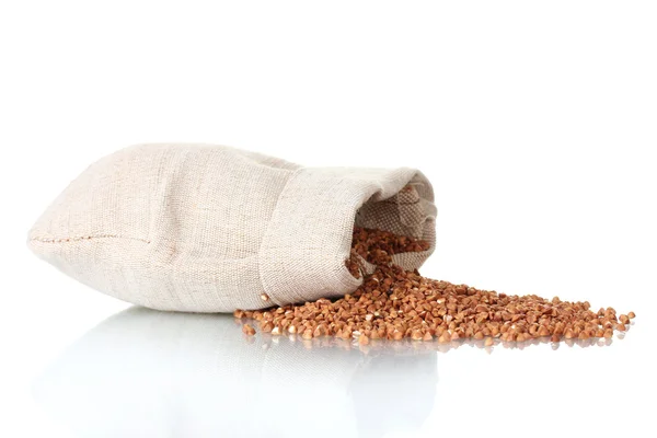 Buğday üzerinde beyaz izole bir torba — Stok fotoğraf