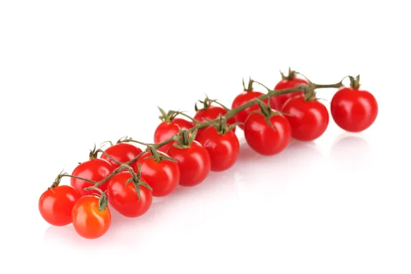 stock image Beautiful cherry tomatoes on a branch isolated on white