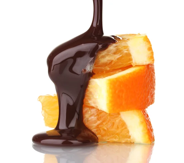 Laranja cortada com chocolate — Fotografia de Stock