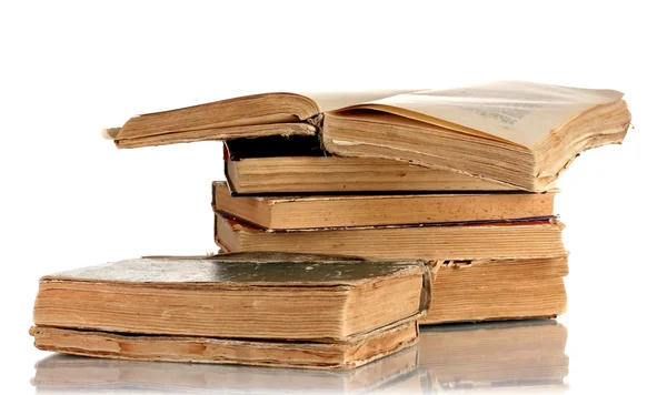 Stapel oude boeken geïsoleerd op wit — Stockfoto