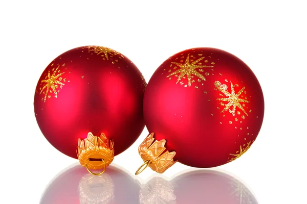 Red christmas balls isolated on white background Royalty Free Stock Images