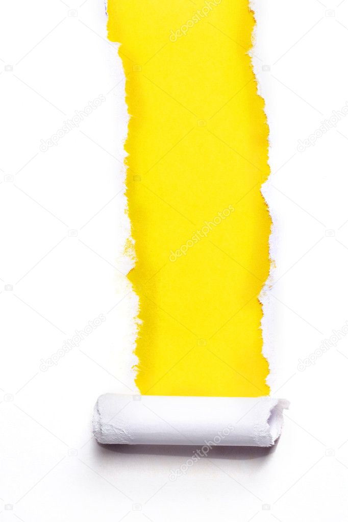 Torn paper with yellow background