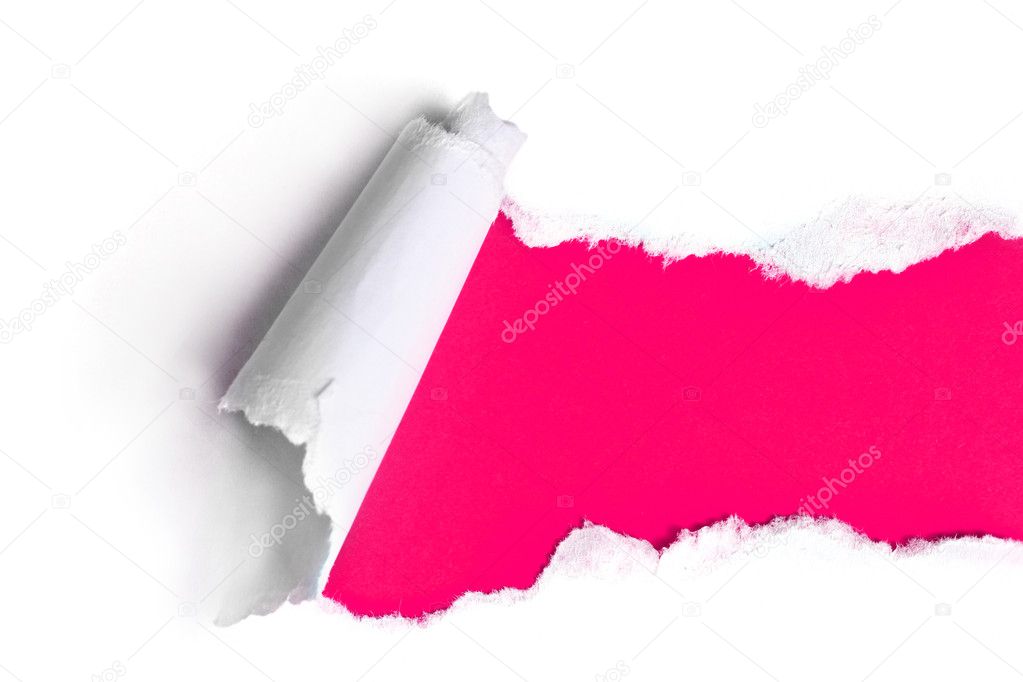 Torn paper with pink background