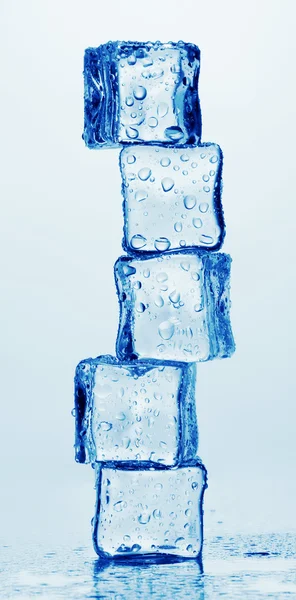 Derretimiento de cubitos de hielo aislados en blanco — Foto de Stock