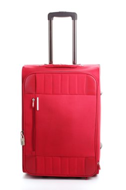 beyaz izole kırmızı seyahat çantası