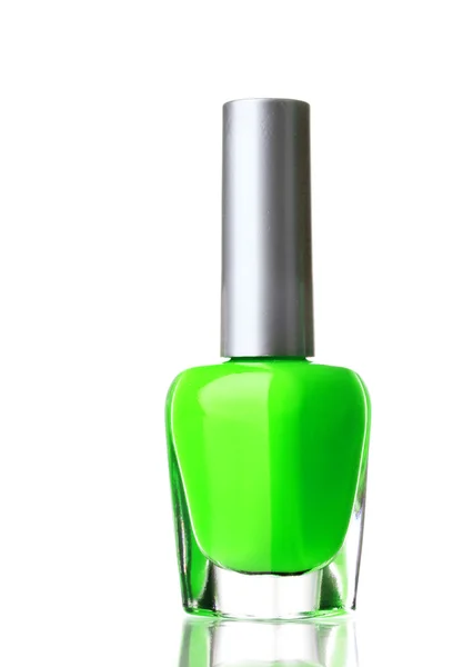 Green nail polish on white background — Stock Photo, Image