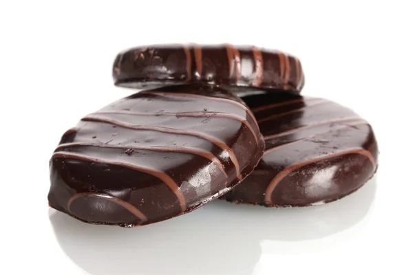 ? 上白色孤立的巧克力饼干 — 图库照片