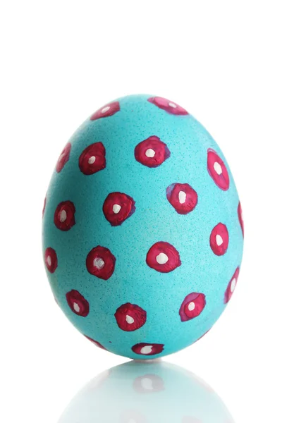 Modrý velikonoční vajíčko izolované na bílém — Stock fotografie