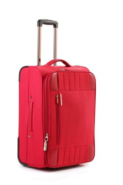 Red suitcase isolated on a white clipart